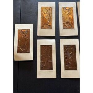 Vintage Copper Cards Greeting Thank You Blank Cobrarte Brazil Artwork